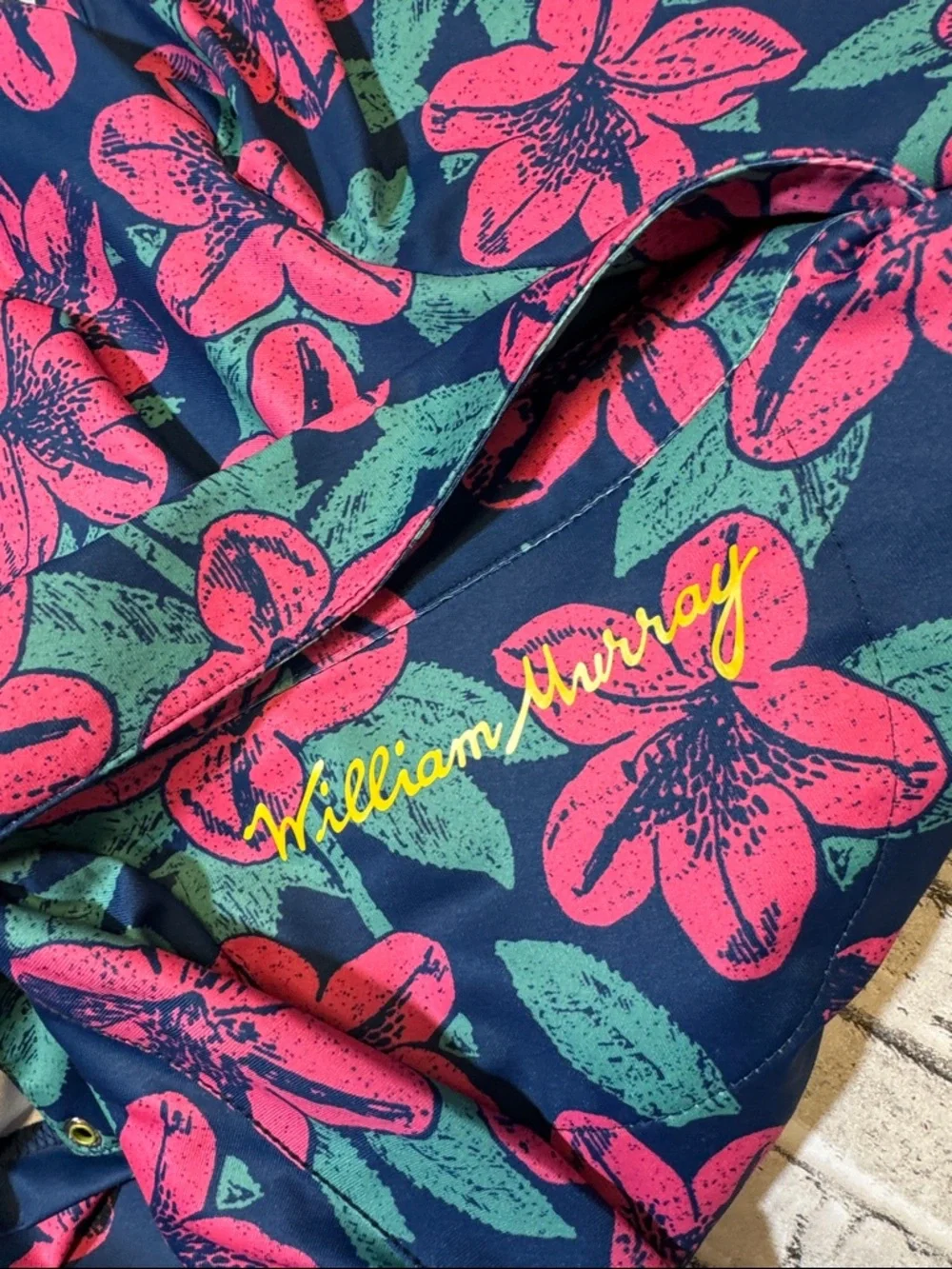 William Murray mens M Medium pink floral performance golf polo shirt EUC - Picture 5 of 5